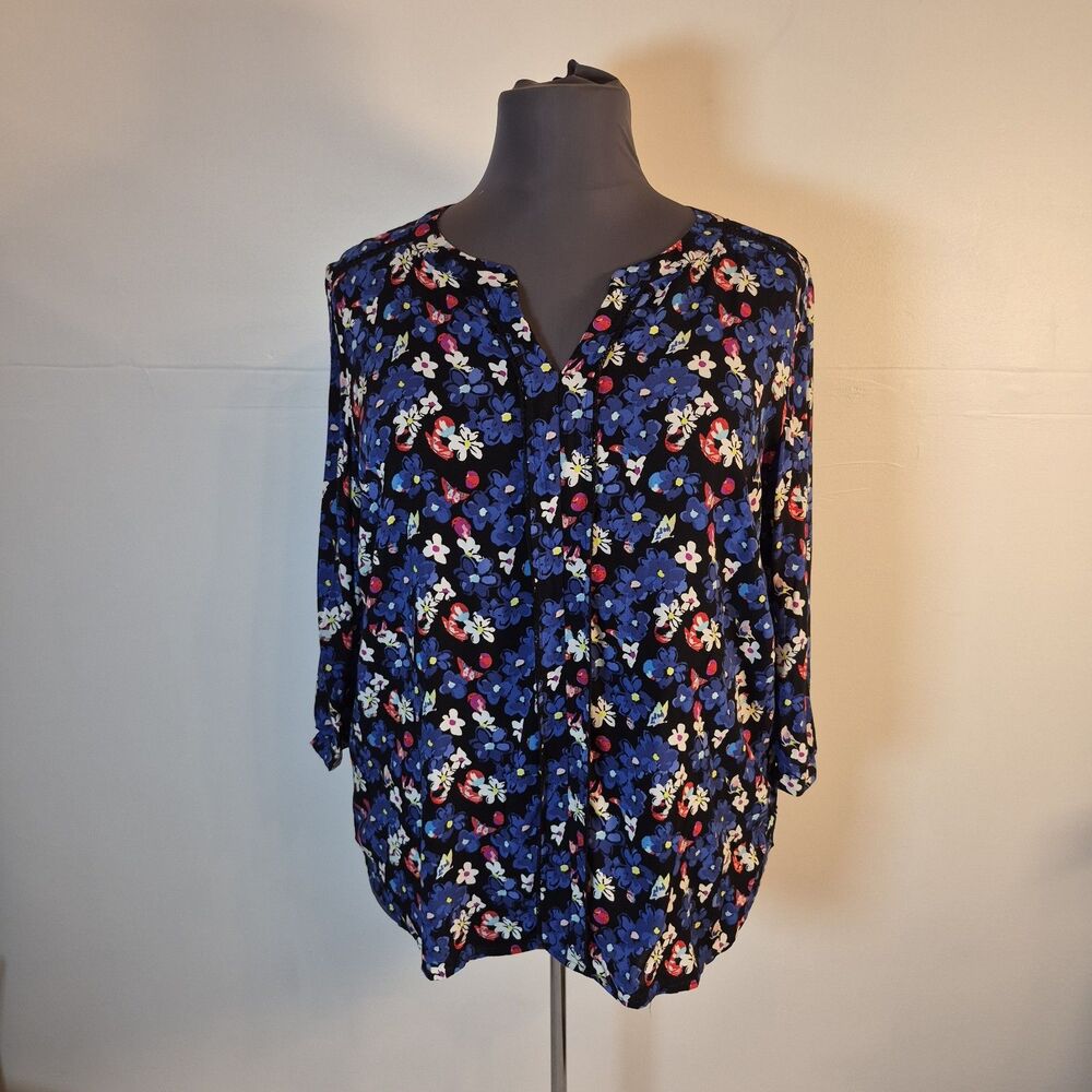 Talbots Women's Floral Blouse Size 3X 3/4 Sleeve Multicolor Pullover - Picture 1 of 7